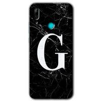Huawei P smart 2019 Kılıf HD Desen Baskılı Arka Kapak - Siyah Mermer Desenli G Harfi