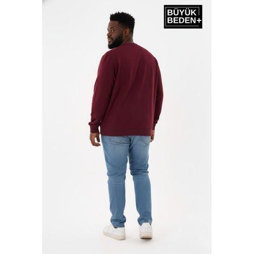 Erkek Büyük Beden Yelken Baskılı Bisiklet Yaka Sweatshirt SPR26BSW956-11