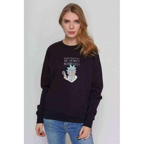 Rick And Morty Mathematically Baskılı Siyah Kadın Sweashirt