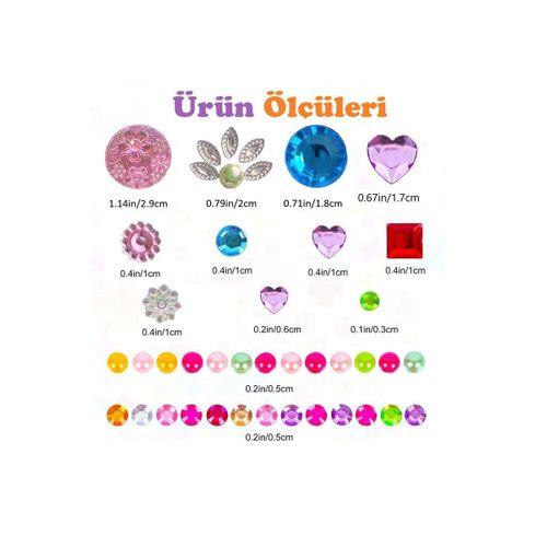 Renkli Yıldız Taş Sticker Yapışkanlı Saç, Yüz, Tırnak ve Süs Taşı Işıltılı Parlak