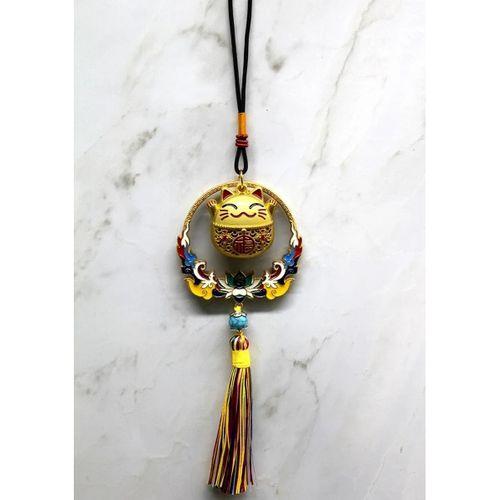 Renkli Püsküllü Şans Kedisi Feng Shui Askılık Alk4452