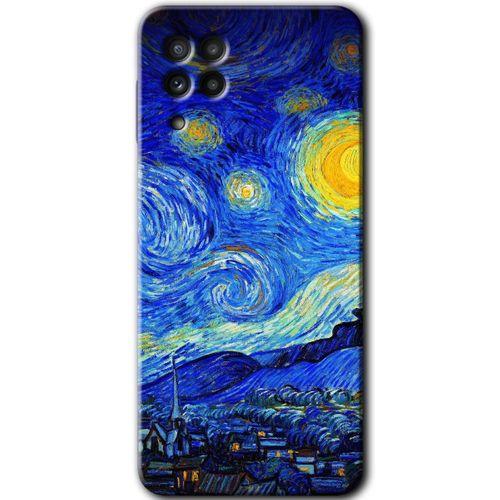 Samsung Galaxy M22 HD Baskılı Kılıf + 9D Tam Ekran Koruyucu - Starry Night