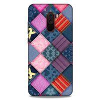 Xiaomi Pocophone F1 Kılıf Patchwork (39) Liquid Crystal Kılıf Şeker Pembe Bordo