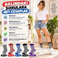Unisex Çorap Dama Desenli Renkli 10'lu Set Kareli Uzun Soket Günlük Spor Eğlenceli Rahat Çorap Seti