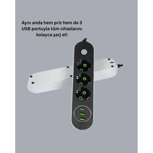 3 Usb Portlu Üçlü Priz Cxe103