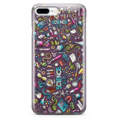 Apple iPhone 8 Plus Kılıf Bilim İçin Doodle Arka Kapak Koruma Desenli Full Koruyucu