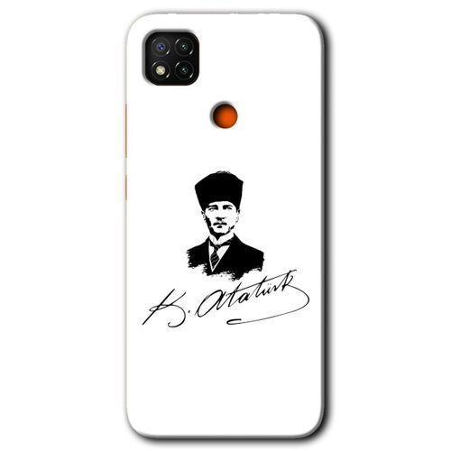 Potkal Hediye Fabrikası Xiaomi Redmi 9c Kılıf HD Desen Baskılı Arka Kapak - Kemal Atatürk İmza