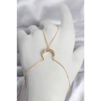 Pirinç Gold Renk Hilal Model Zirkon Taşlı Kadın Şahmeran