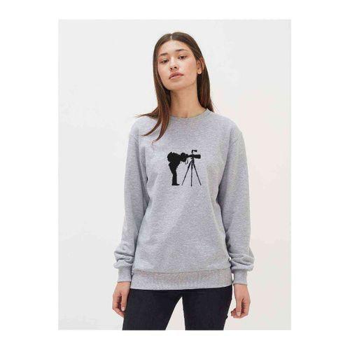 Silhouette Photography Baskılı Gri Kadın Sweatshirt