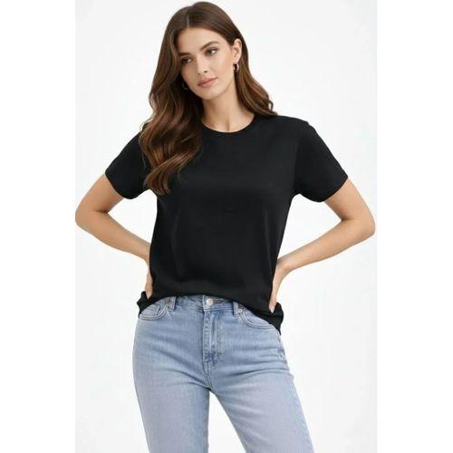 Bisiklet Yaka Tişört Regular Kalıp Basic Pamuklu Günlük Kullanım T-shirt - Siyah