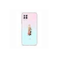 P40 Lite Şeffaf Kılıf Gold Renkli Çiçekli İ Harfli Desenli