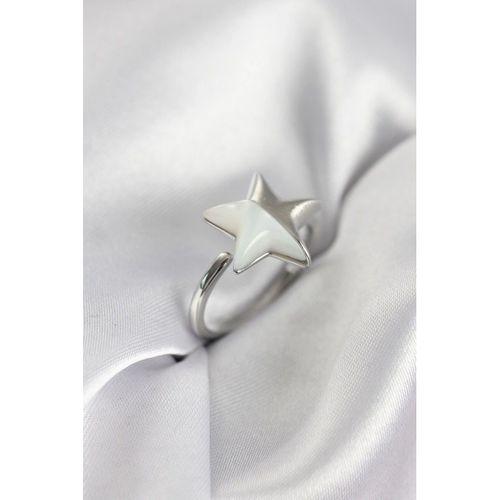 Gümüş Renk Sedefli Yıldız Model Kadın Yüzük