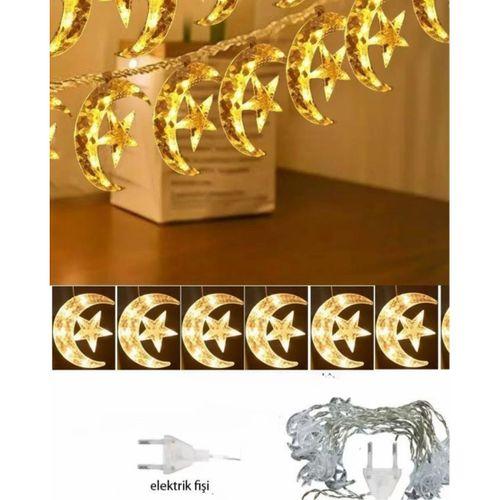 Ramazan İçin Hilal Yıldız Işık Zinciri Yanıp Sönen Ve Sabit Modlu