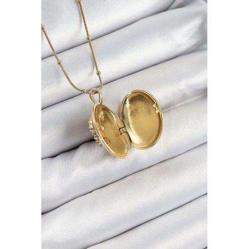 316L Çelik Zincir Açılabilir Anka Kuşu Model Zirkon Taşlı Gold Renk Kadın Kolye