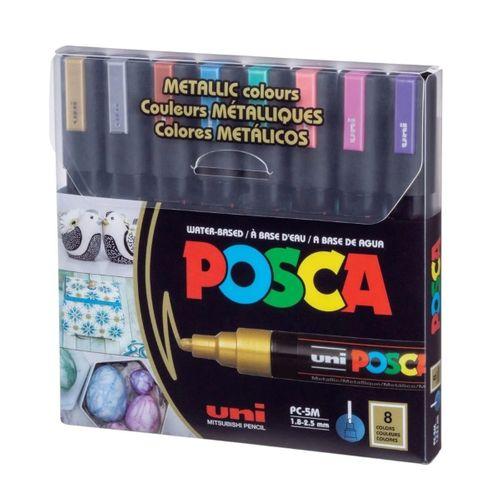 UNİBALL POSCA (1.8-2.5) SU BAZLI BOYAMA MARKÖRÜ METALİK 8'li SET ( N ) (UNİ-PC-5M)/ 8C MC SET