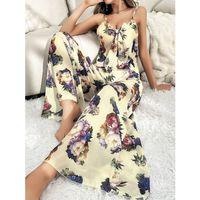 Özel Tasarım Çiçek Desenli Salaş Kesim Şık Dekolteli 2'li Takım