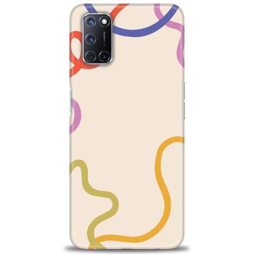 Oppo A92 Kılıf HD Baskılı Kılıf - Renk Çizgileri + Tam Ekran Koruyucu