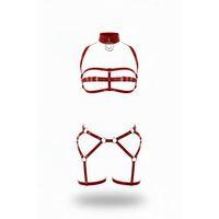 Kırmızı Harness Takım Yüksek Yakalı Tokalı Metal Halka Detaylı - Brf242