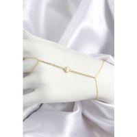 Pirinç Zirkon Taşlı Yonca Model Gold Renk Şahmeran