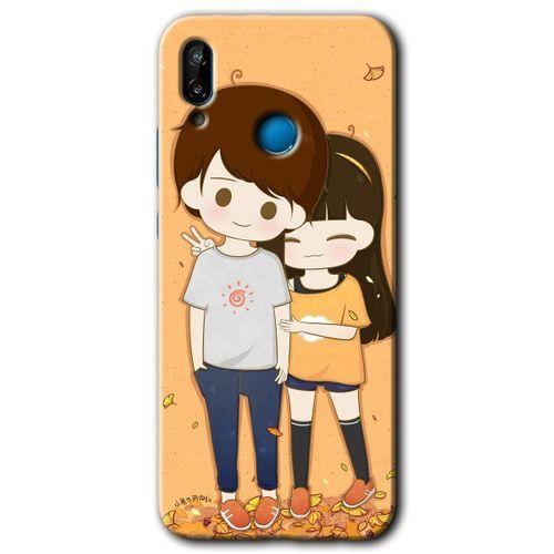 MRCİLETİSİM Huawei P20 Lite Kılıf HD Desen Baskılı Arka Kapak + Temperli Cam - Şıpsevdi Çift