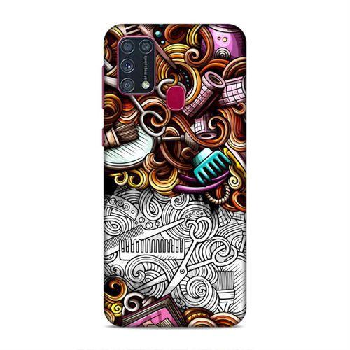Samsung Galaxy M31 Kılıf Kuafor Malzemeleri Doodle Arka Kapak Silikon Koruma Full Koruyucu