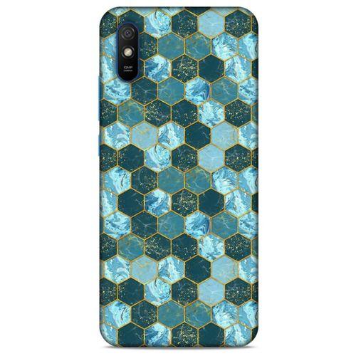 Mermer Desenli (21) Tema Koruyucu Kapak Akuamarin Xiaomi Redmi 9A Kılıf