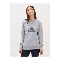 Watercolor Castle Baskılı Gri Kadın Sweatshirt