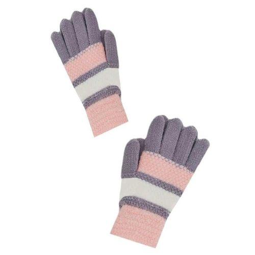 Kitti Kız Çocuk Şeritli Ekstra Yumuşak Doku Örme Eldiven (P-K2230-01)