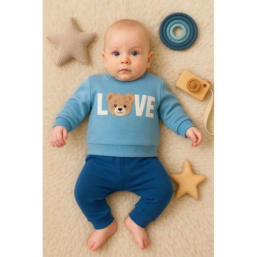 Bear Love Nakışlı % 100 Pamuklu 2'li Erkek Takım