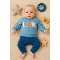 Bear Love Nakışlı % 100 Pamuklu 2'li Erkek Takım