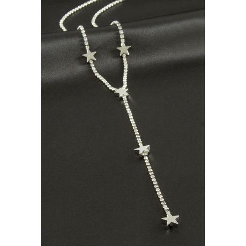 Yıldız Şerit Taşlı Çelik Y Kolye