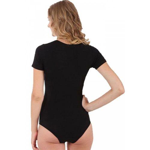 Bayan Kısa Kol Çıtçıtlı Body Siyah