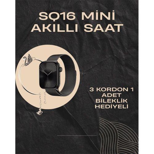 SQ-16 Mini Series 10 Akıllı Saat | Şık Ve Hafif Tasarım, 3 Kordon Seçeneği