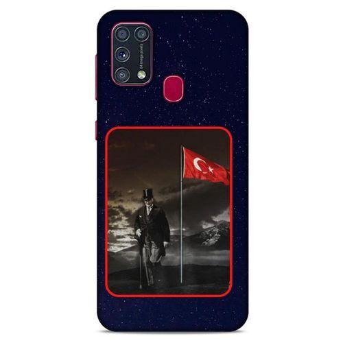 Samsung Galaxy M31 Kılıf Atatürk (40) Fit Silikon Kılıf Gece Yıldızlar
