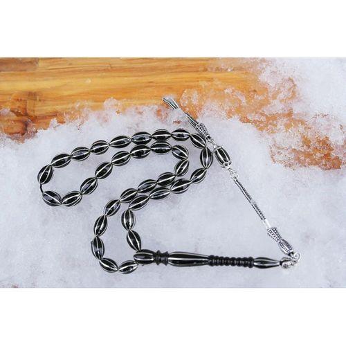 Oltu Taşı Arpa Model Sekizli Karpuz Nakkaş İşlemeli Tespih