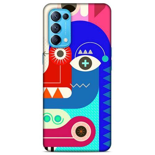 Lopard Oppo Reno 5 5G Uyumlu Kılıf Soyut Sanat (13) Baskılı Silikon Kap