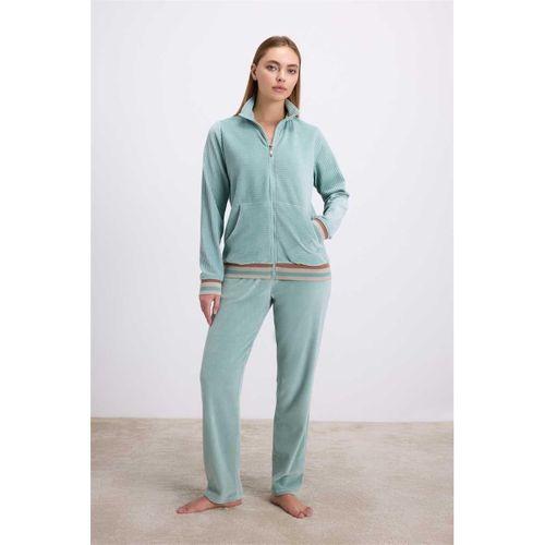 Kadife Dokulu Uzun Kollu Sweatshirt Ve Pantolon Takımı