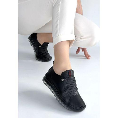 Jiten Siyah Deri Bağcıklı Spor Ayakkabı