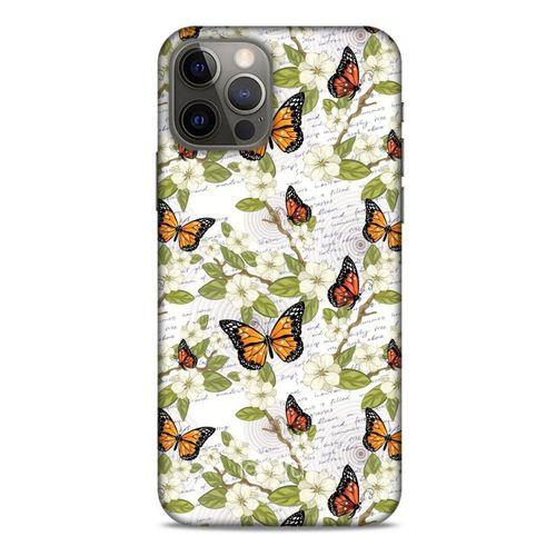 Apple iPhone 12 Pro Kılıf Kelebek Etkisi (40) Fit Silikon Kılıf Yeşil Kırmızı