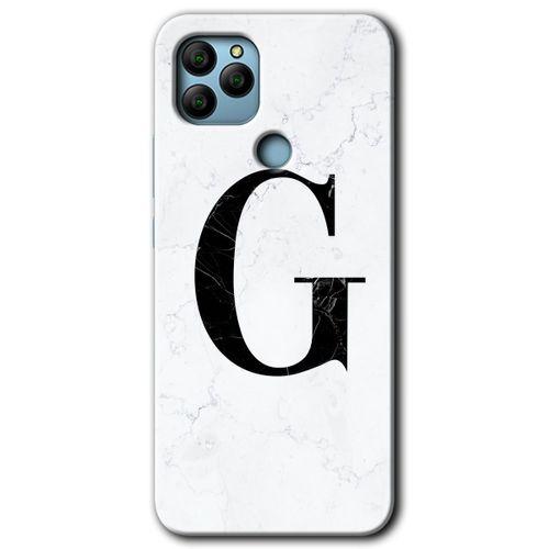 General Mobile GM 22 Plus Kılıf HD Desen Baskılı Arka Kapak - Beyaz Mermer Desenli G Harfi