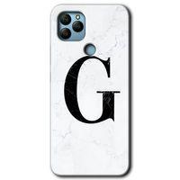 General Mobile GM 22 Plus Kılıf HD Desen Baskılı Arka Kapak - Beyaz Mermer Desenli G Harfi