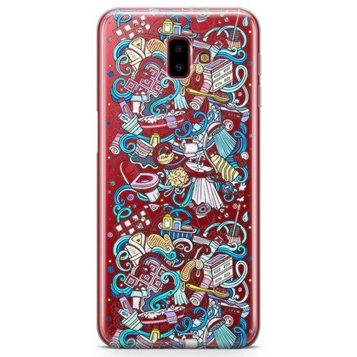 Samsung Galaxy J6 Plus Kılıf Doodle Banyo Aksesuarları Arka Kapak Koruma Desenli Full Koruyucu