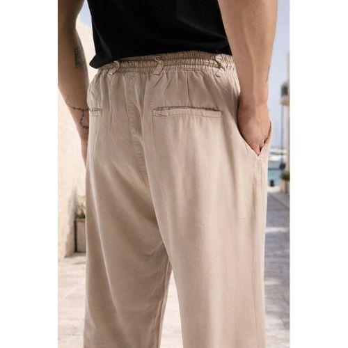 Magnus Tensel Kumaş Relaxed Fit Beli Lastikli Yazlık Erkek Pantolon - Kum Beji