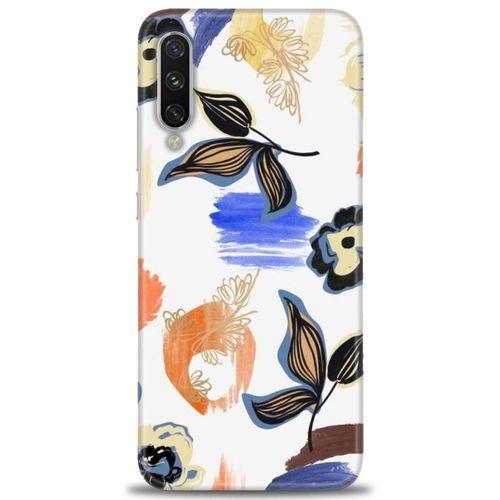 Xiaomi Mi A3 Kılıf HD Baskılı Kılıf - Mavi Yapraklar + Tam Ekran Koruyucu