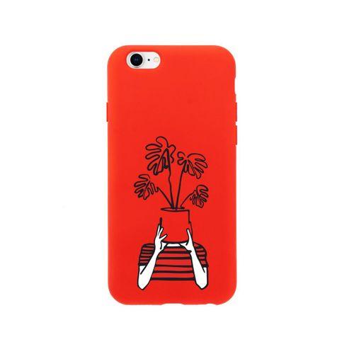 iPhone 6 Modern Art Premium Silikonlu Kırmızı Telefon Kılıfı