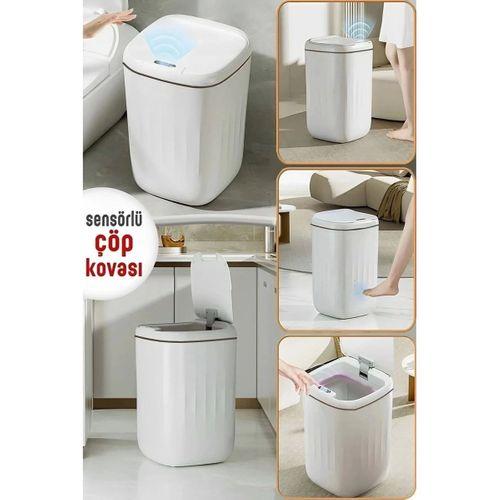 Akıllı Teknolojik Çöp Kutusu UV Işıklı Otomatik Aç Kapat Sensörlü Mutfak Banyo Ev 20L
