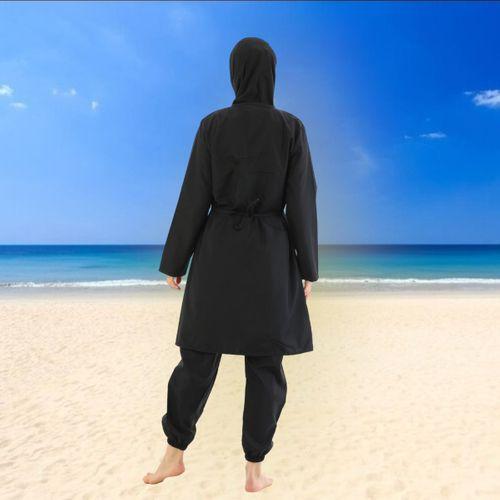 Kadın Paraşüt Model Bol Paça Fermuarlı Tesettür Mayo Haşema