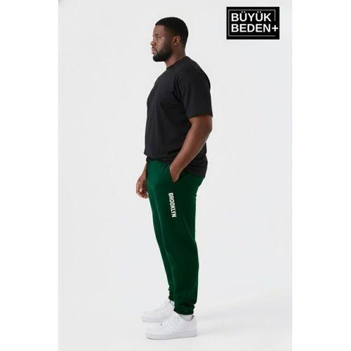 Erkek Büyük Beden BROOKLYN Baskılı Paça Lastikli Rahat Kesim Jogger İnce Eşofman Altı SPR26BEA951-2