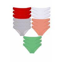 15 adet Süper Eko Set Likralı Kadın Slip Külot Kırmızı Gri Beyaz Pudra Yeşil