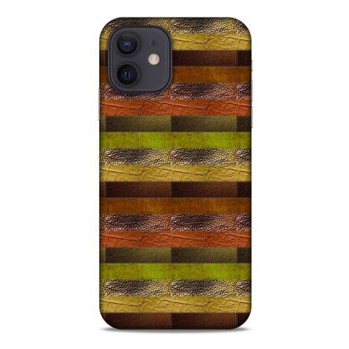 Apple iPhone 12 Kılıf Patchwork (48) Bumper Kılıf Kahve Yeşil